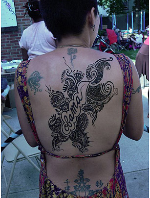 obama tattoo. Our runners-up choice would of course be Palin who has had a 